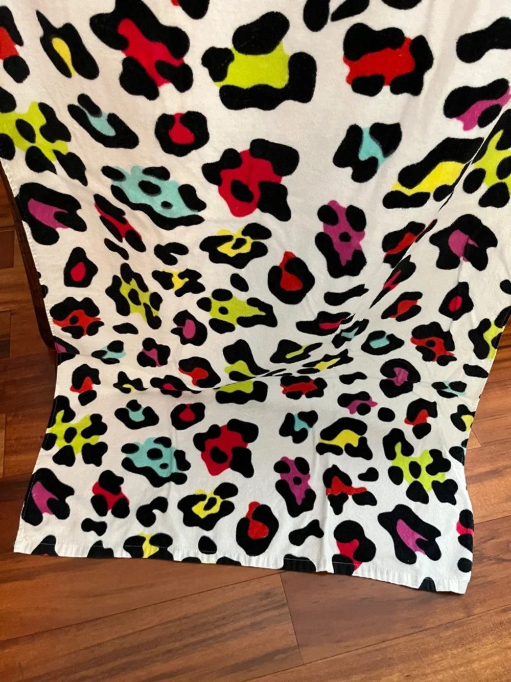 Colorful Neon Leopard Print Beach Towel.